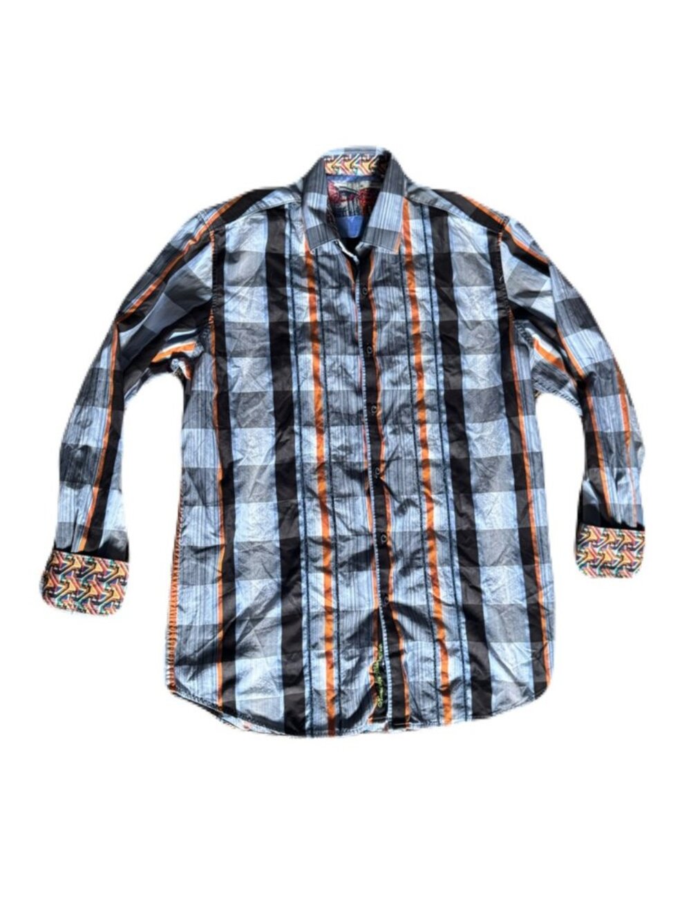 Robert Graham Medium White Purple Cotton Long Sleeve Shirt